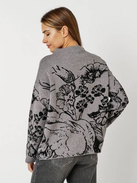 TONI Fashion Style »Gitta« grey/black Feinstrickpulli mit Blumenmuster Vierteljährliche Förderung