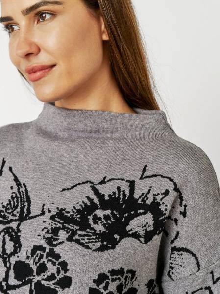TONI Fashion Style »Gitta« grey/black Feinstrickpulli mit Blumenmuster Vierteljährliche Förderung
