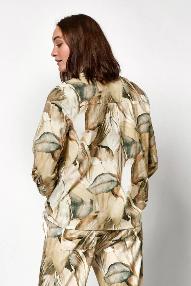 TONI Fashion Style »Clay« multicolour beige Leinenhemd mit Naturdruck Verkauf