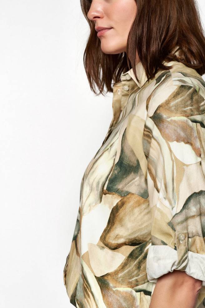 TONI Fashion Style »Clay« multicolour beige Leinenhemd mit Naturdruck Verkauf