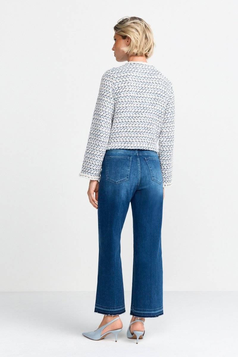 Eich & Royal Kurze Bouclé-Jacke in Blauweiß Vierteljährliche Förderung