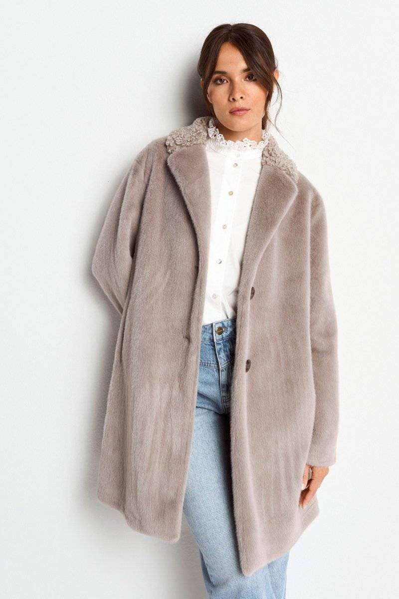 Eich & Royal Mantel aus weichem Fake Fur Fabrikladen