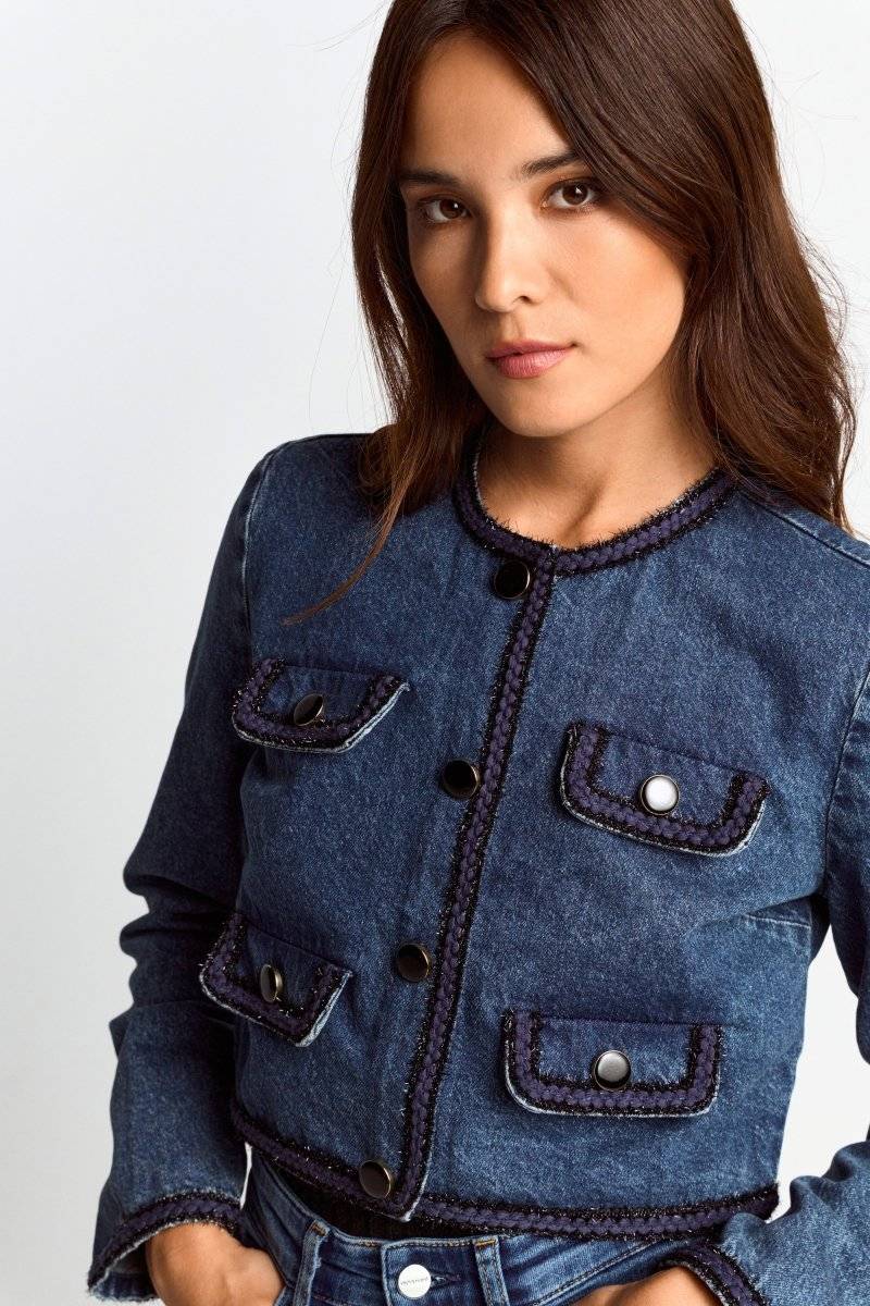 Eich & Royal Denim-Jacke mit Zierborten Black Friday Preise