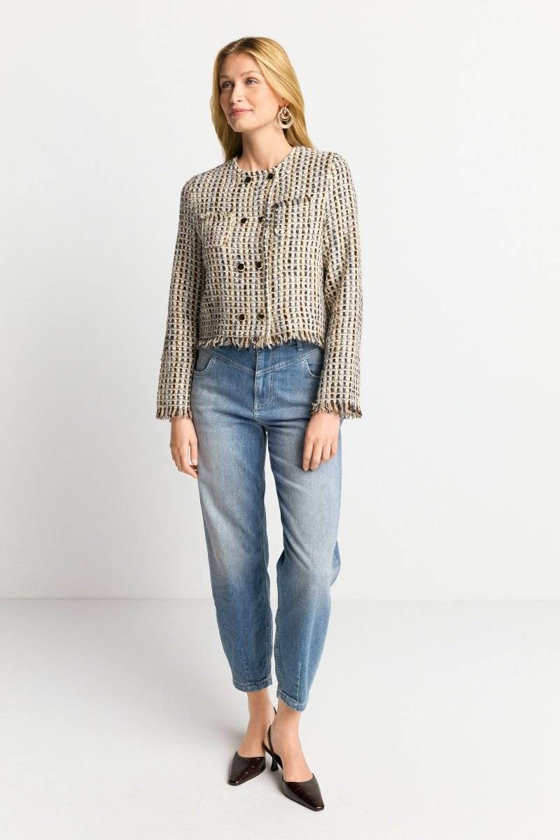 Eich & Royal Bouclé-Jacke mit Fransen Begrenztes Angebot