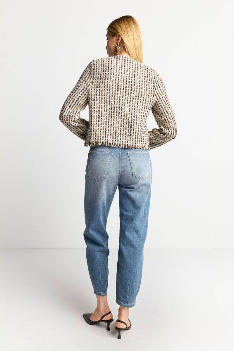Eich & Royal Bouclé-Jacke mit Fransen Begrenztes Angebot