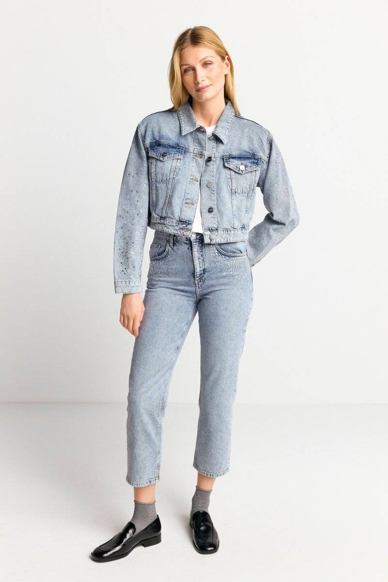 Eich & Royal Denim-Jacke mit Strassdetails Saisonschlussverkauf