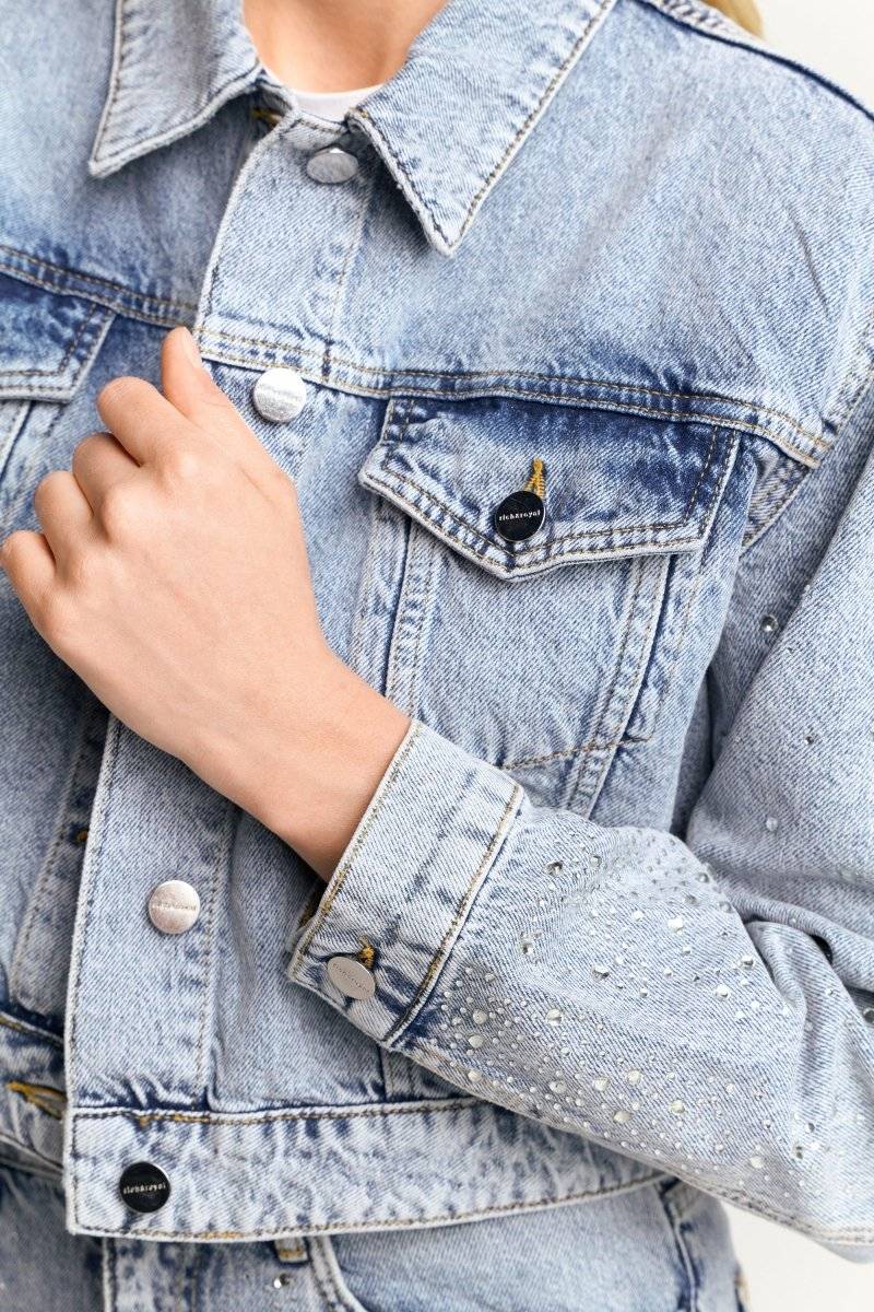Eich & Royal Denim-Jacke mit Strassdetails Saisonschlussverkauf