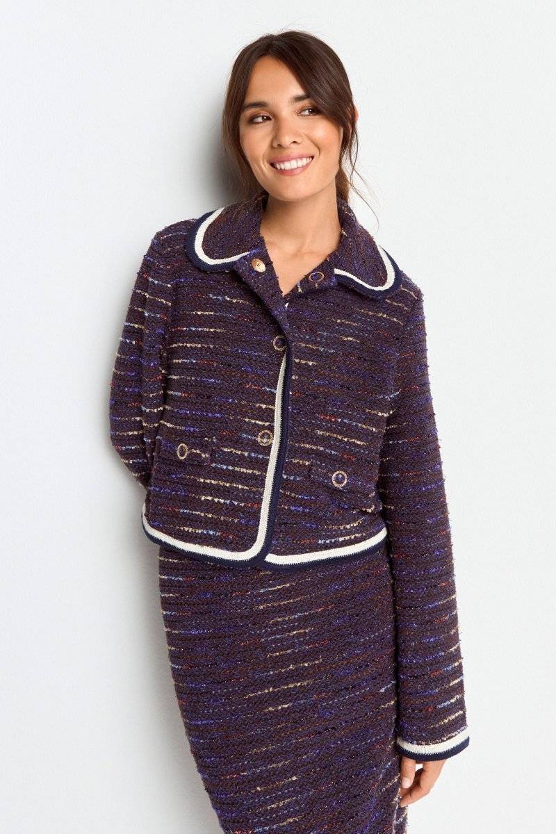 Eich & Royal Bouclé-Jacke mit Bubikragen im Angebot
