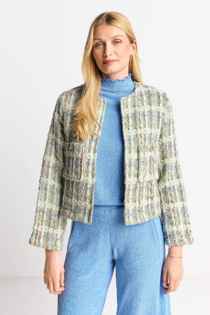 Eich & Royal Bouclé-Jacke mit Rundhalsausschnitt Meist gekauft