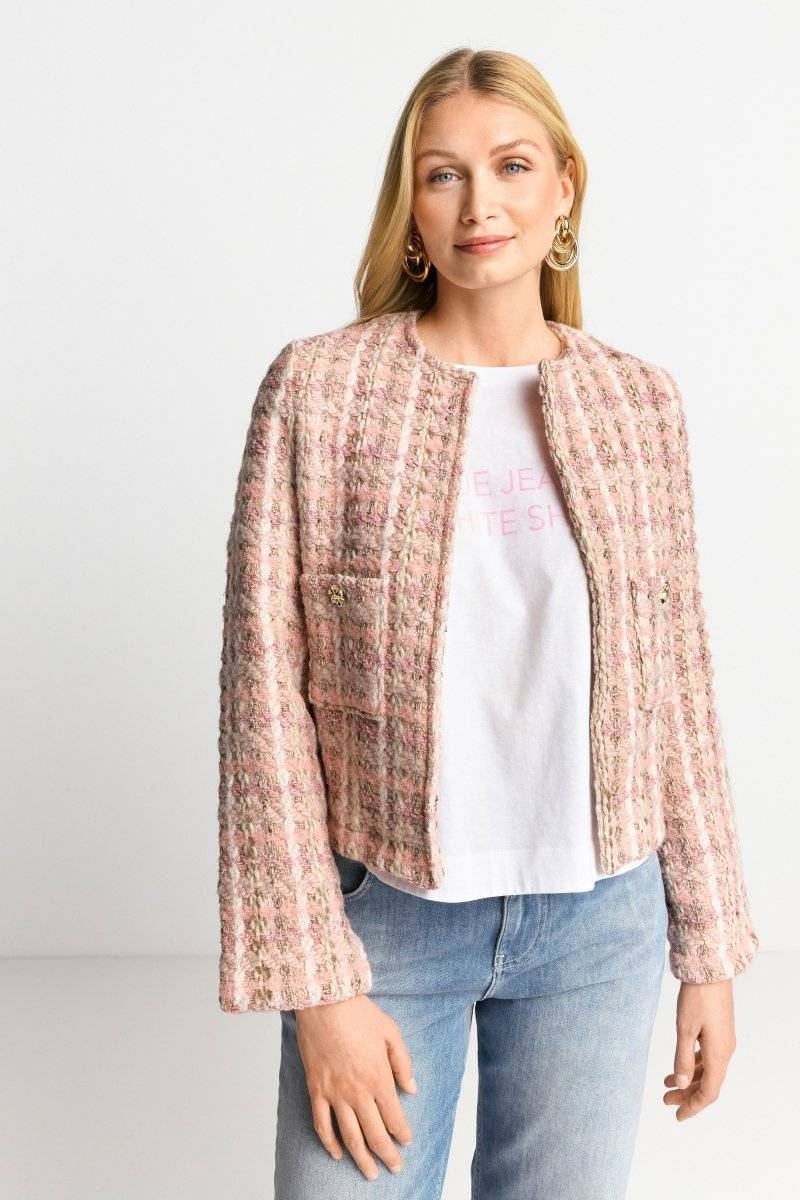 Eich & Royal Bouclé-Jacke mit Rundhalsausschnitt Meist gekauft