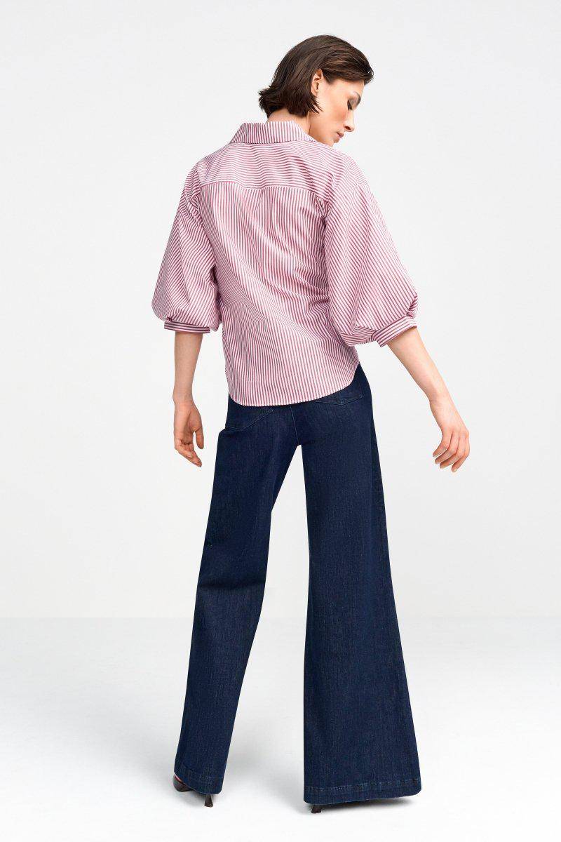 Eich & Royal Wickelbluse mit V-Neck und Streifen Begrenztes Angebot