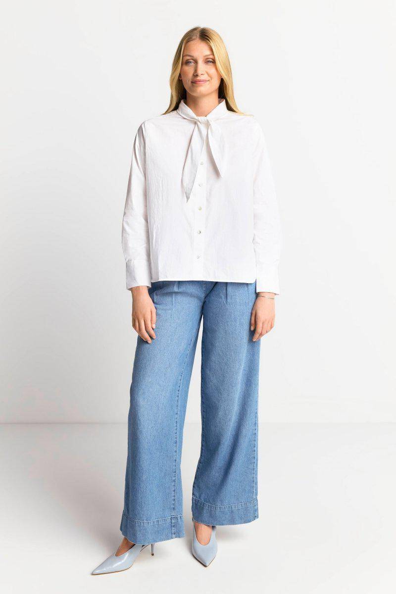 Eich & Royal Weiße Bluse mit Bindekragen Jubiläumsangebot