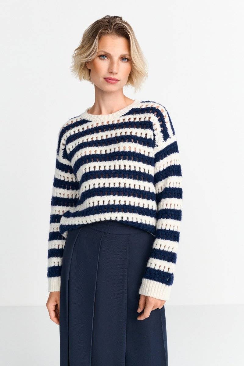 Eich & Royal Gestreifter Lochstrickpullover Zeitbegrenzte Promotion