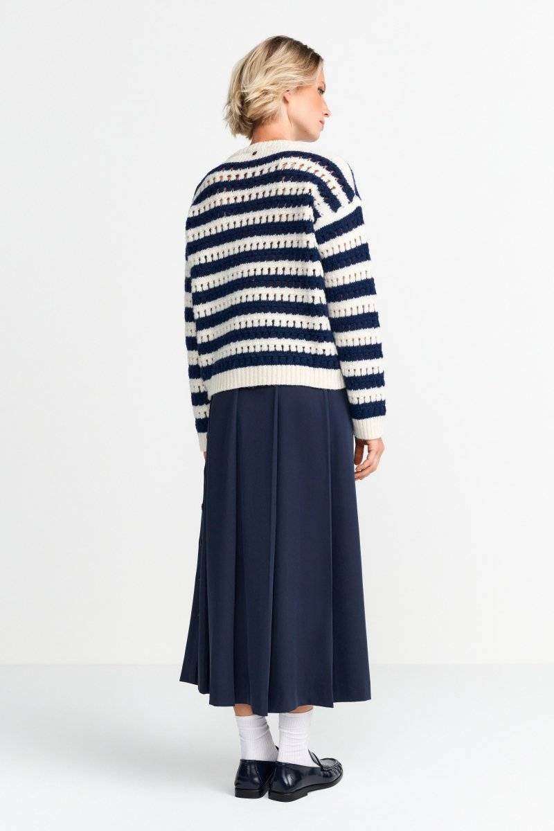Eich & Royal Gestreifter Lochstrickpullover Zeitbegrenzte Promotion