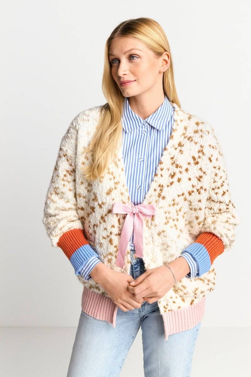 Eich & Royal Cardigan mit Kontrastbündchen und Schleife Kostenloser Versand