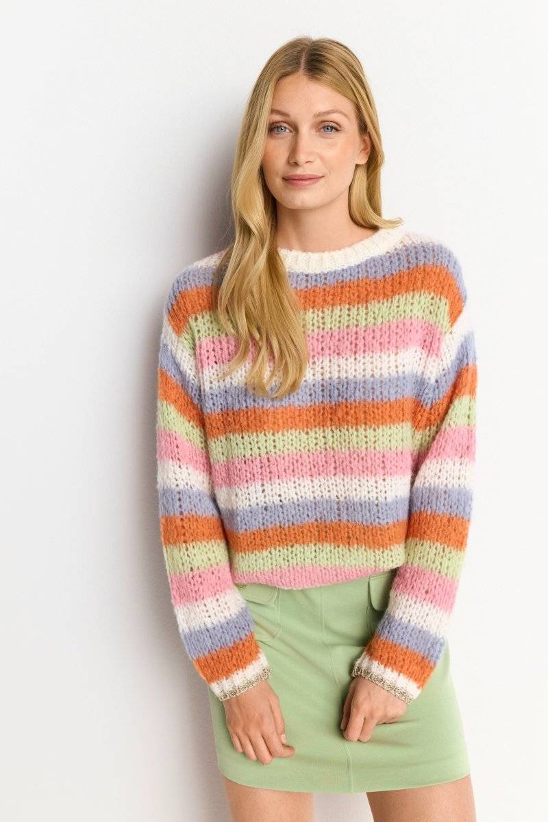 Eich & Royal Gestreifter Grobstrickpullover Lagerräumung