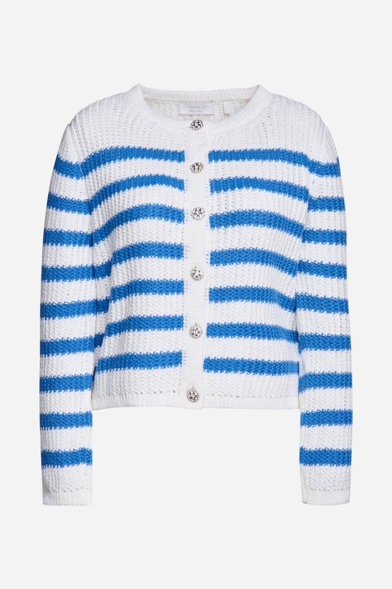 Eich & Royal Gestreifter Cardigan mit Kristallknöpfen Blitzangebot