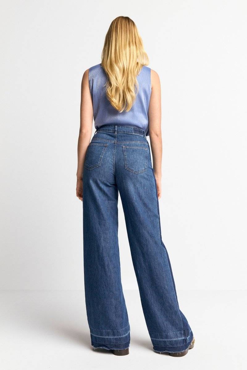 Eich & Royal Wide Leg Denim mit Seitenstreifen Kostenlose Rückgabe