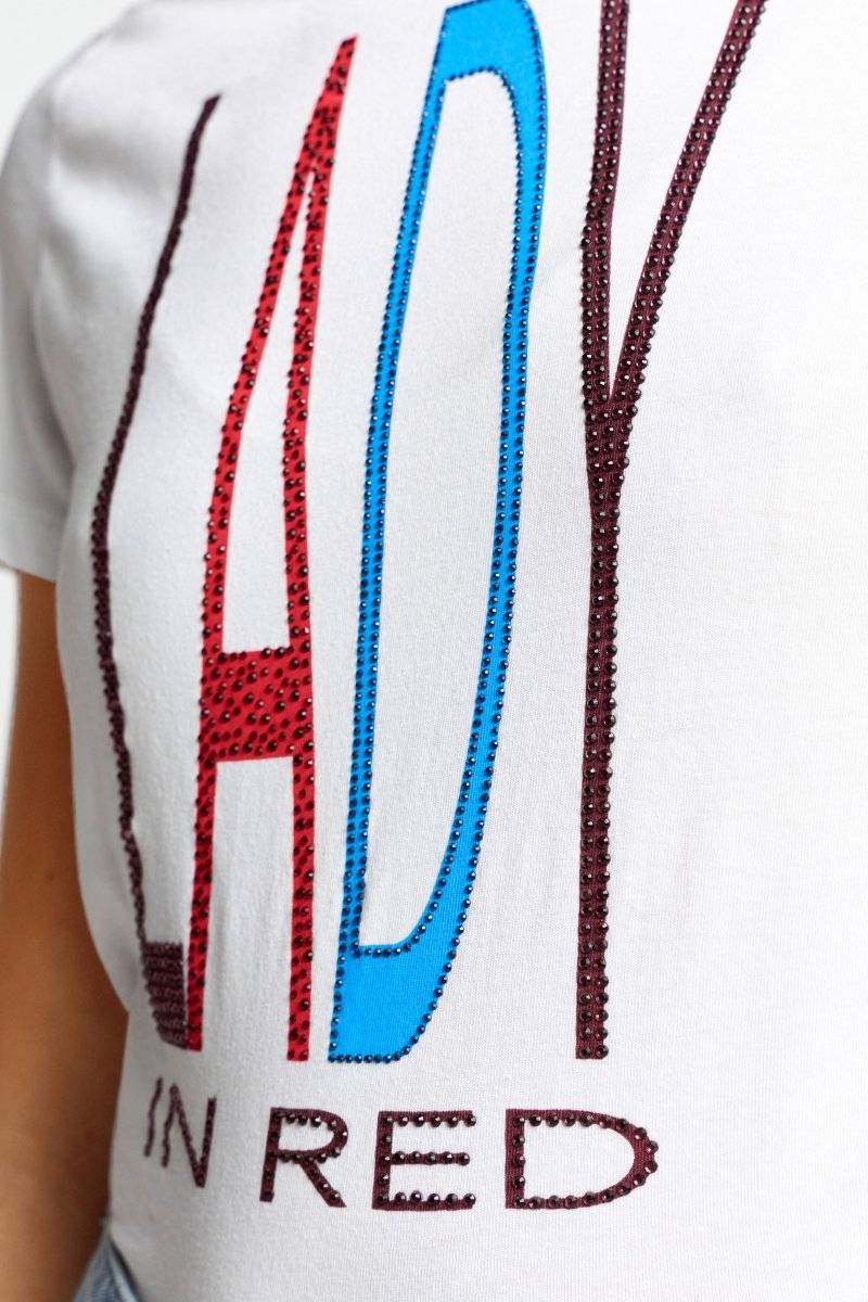 Eich & Royal T-Shirt mit Strass-Schriftzug Speichern exportieren