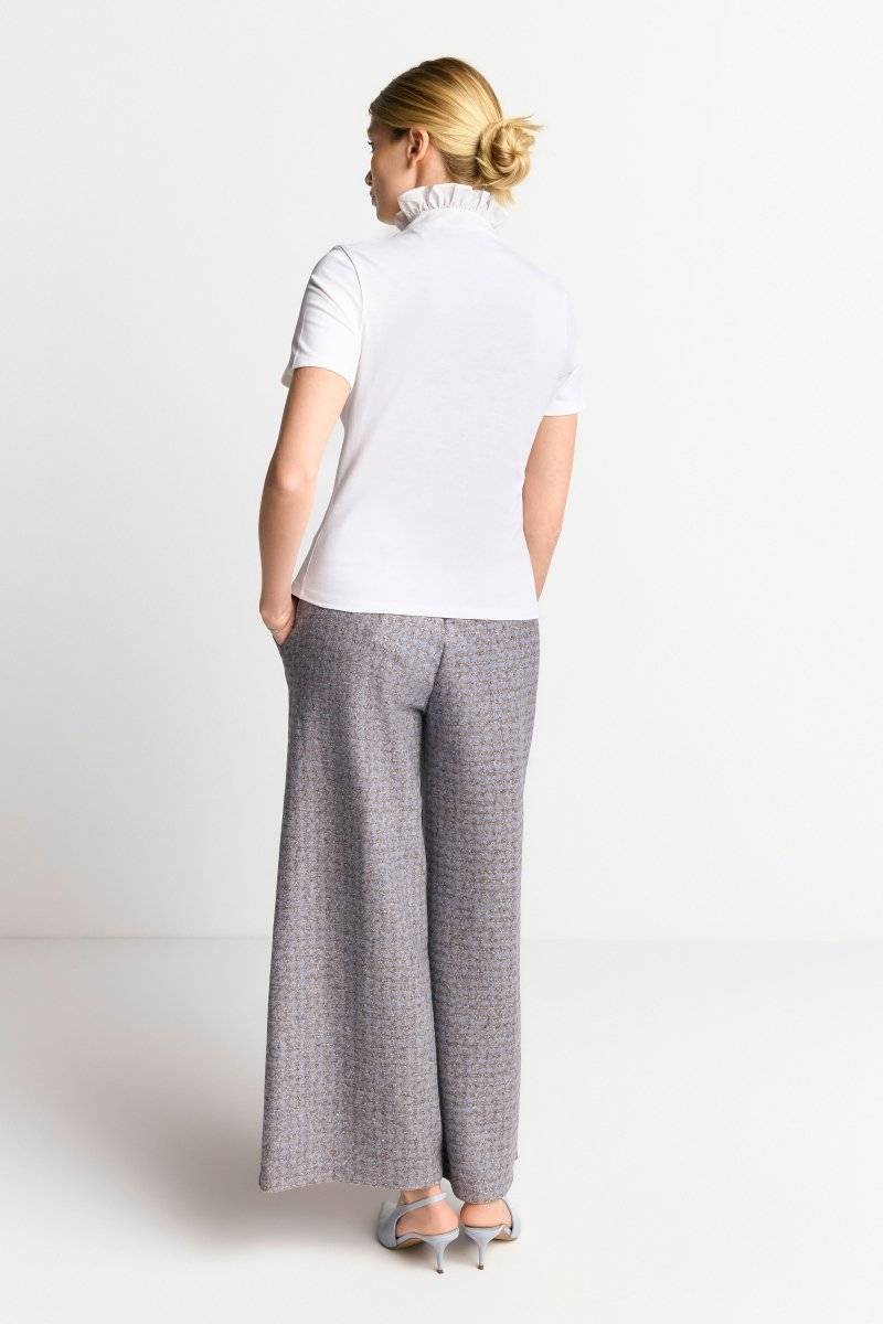 Eich & Royal Weißes T-Shirt mit Frill-Kragen 50% Rabatt für begrenzte Zeit