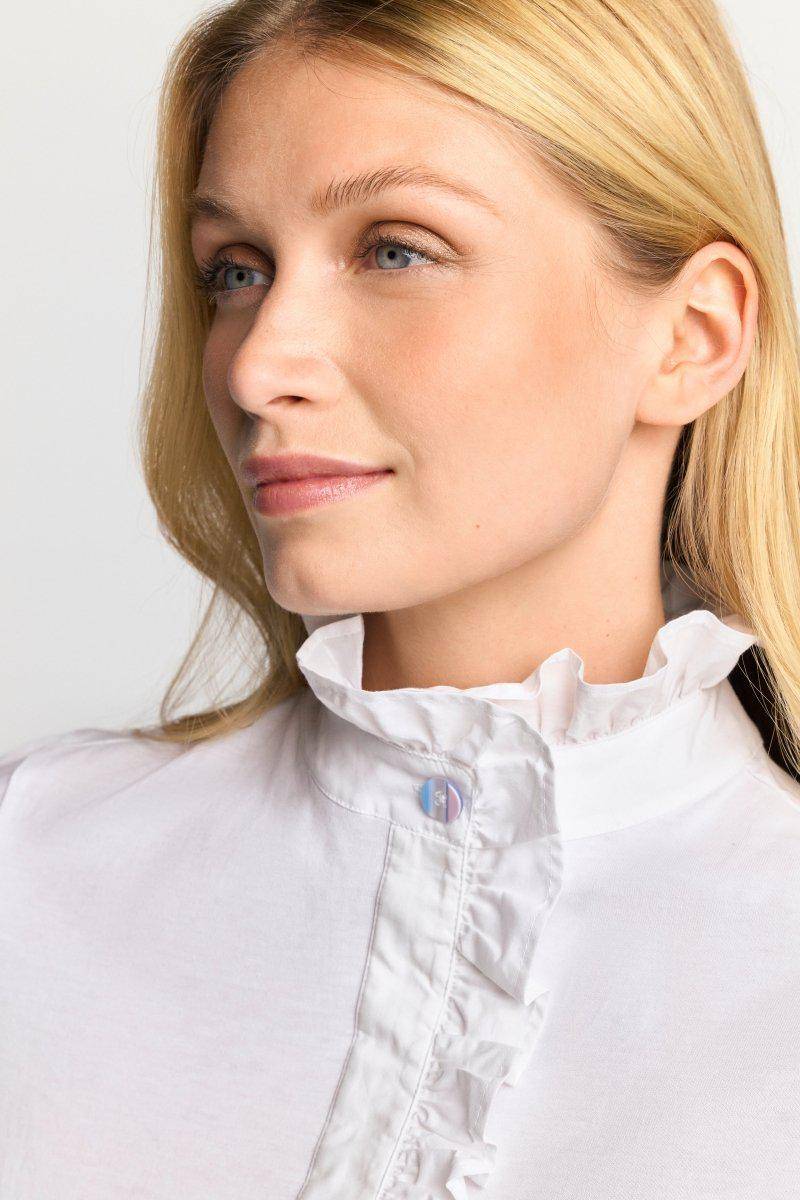 Eich & Royal Weißes T-Shirt mit Frill-Kragen 50% Rabatt für begrenzte Zeit