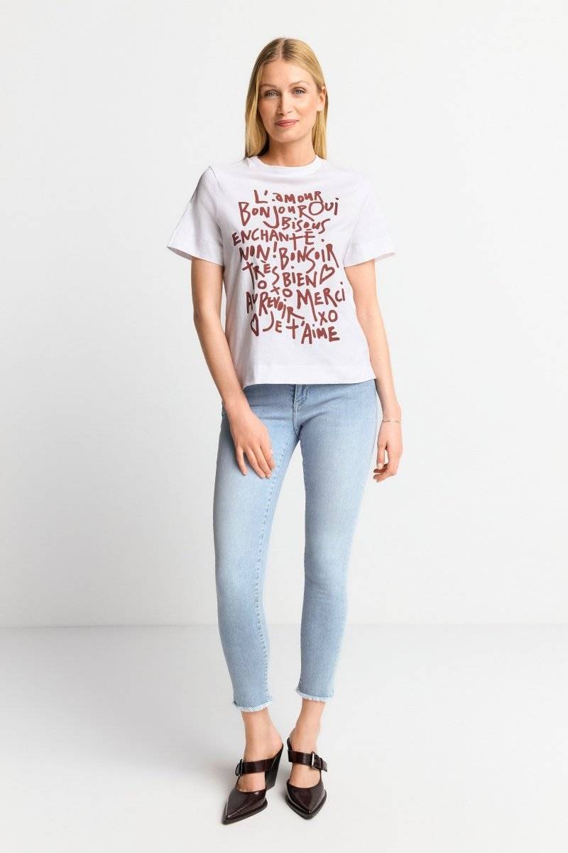 Eich & Royal Weißes T-Shirt mit Statement-Print Neueste Mode