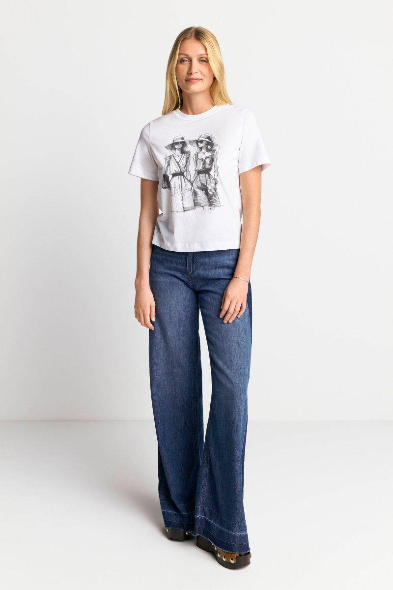 Eich & Royal Weißes T-Shirt mit Statement-Print Sonderangebote