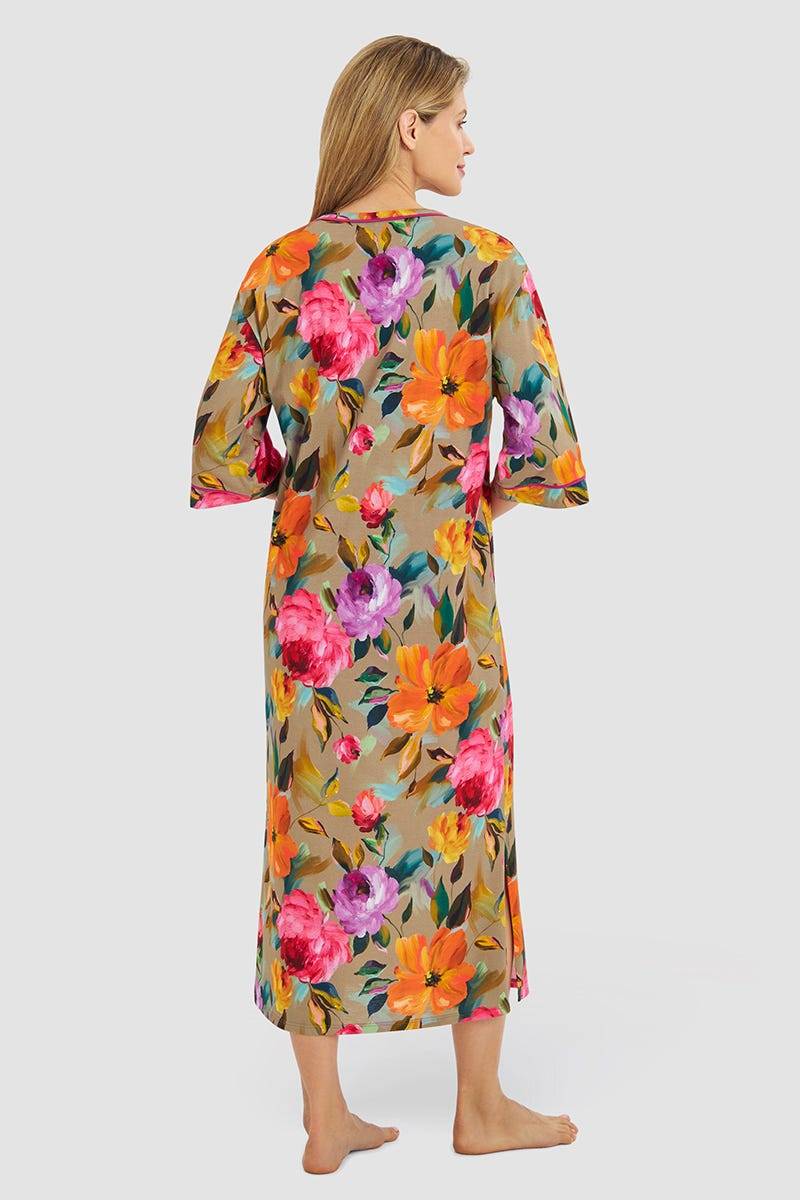 ﻿Rösch Nachthemd im Aquarell-Blüten-Druck Maxi-Länge Baumwolle/Modal Saisonale Angebote