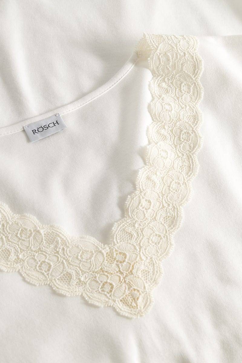 Rösch Pyjama mit Spitzendetails Cremefarben 100% Baumwolle Räumungsverkauf