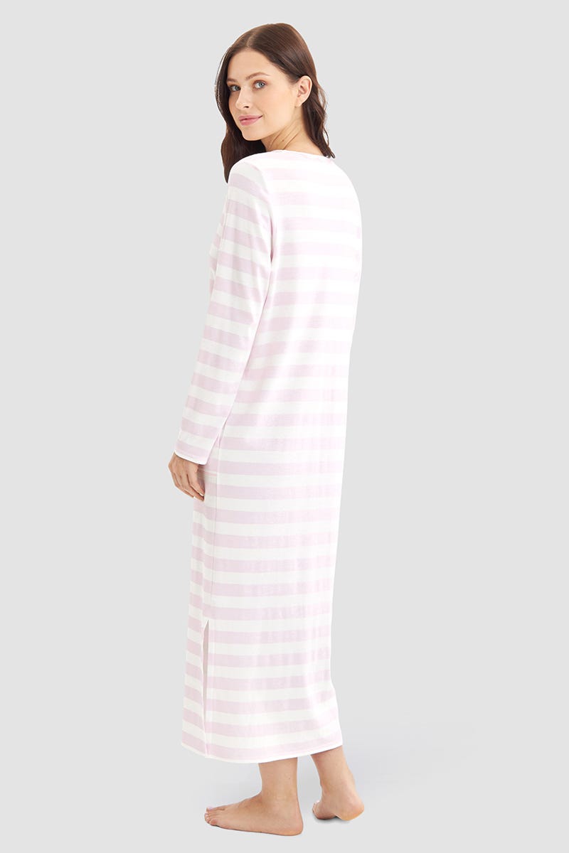 Rösch Nachthemd im Ringeldruck Rosa Maxi-Länge 100% Baumwolle JETZT KAUFEN
