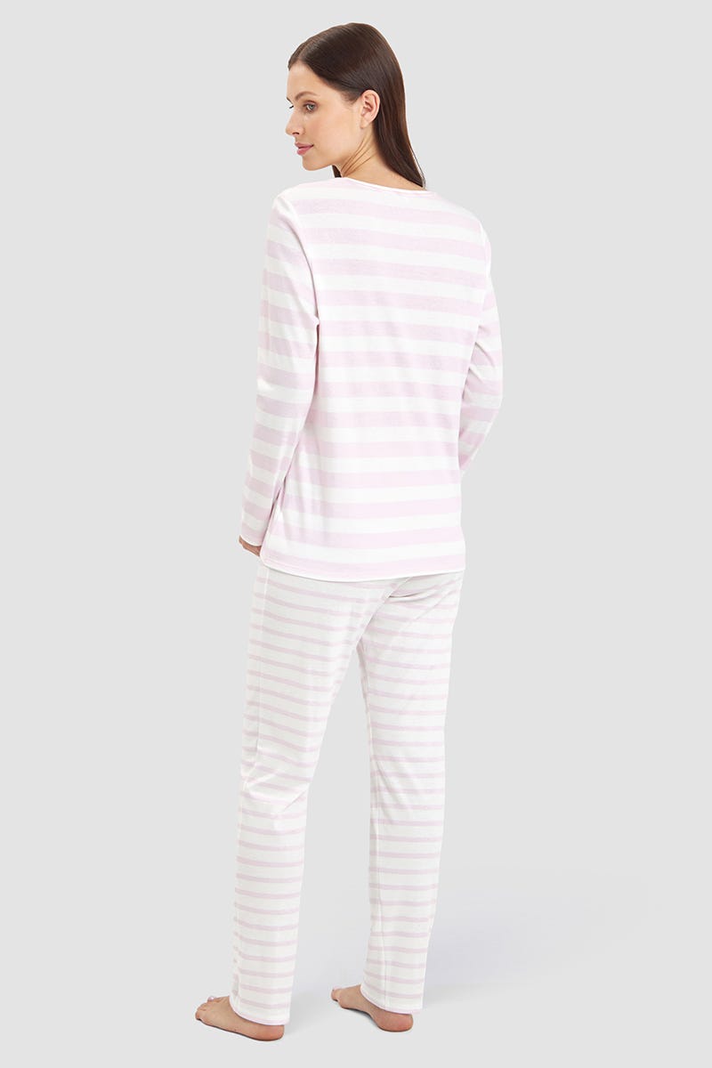 Rösch Pyjama im Ringeldruck Rosa 100% Baumwolle Neueste Stile