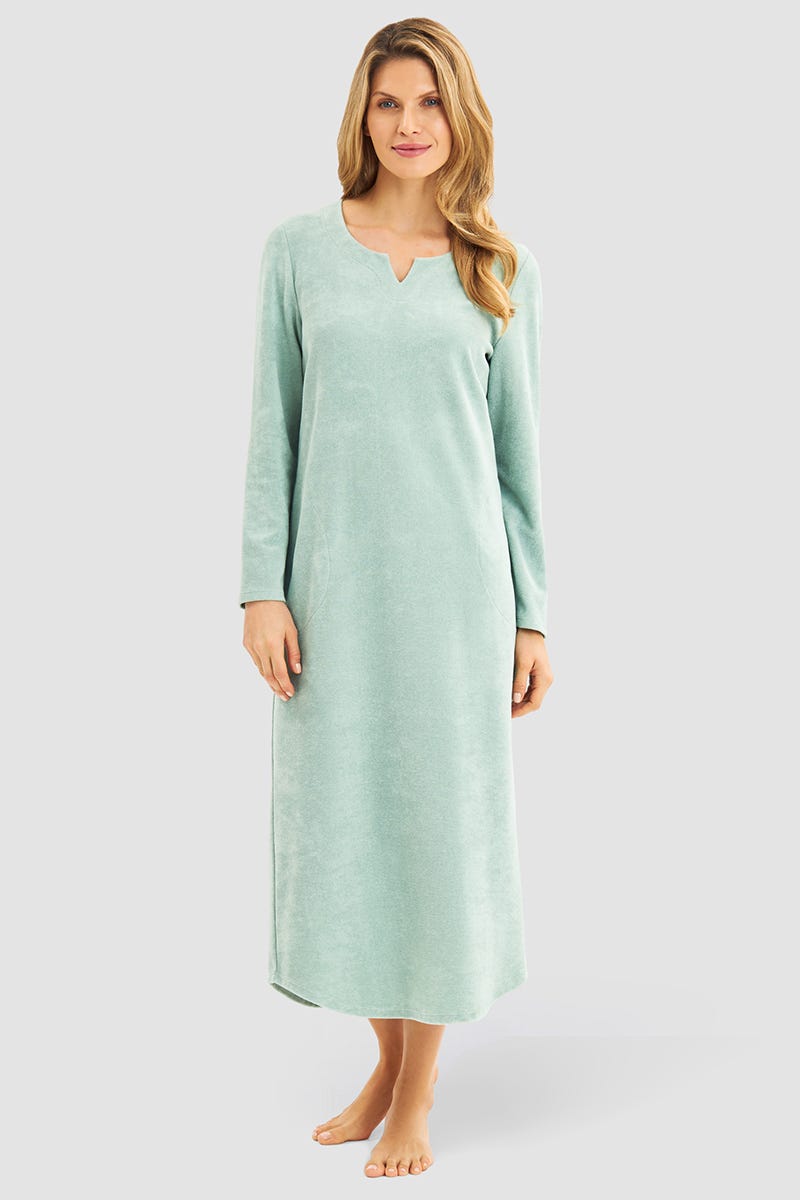 Rösch Hauskleid aus Frottee in Mintgrün Maxilänge Baumwolle/Polyester Zeitbegrenzte Promotion