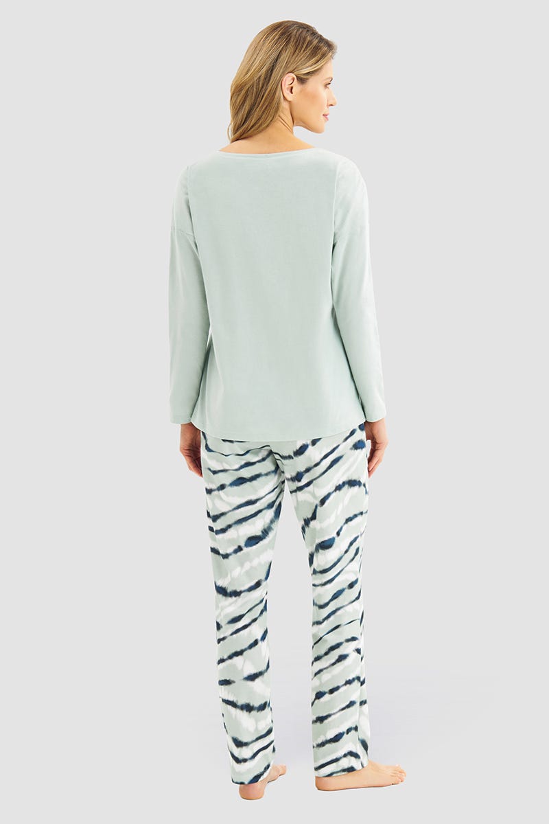 Rösch Pyjama mit Batikdruck Mintgrün 100% Baumwolle Nur für heute