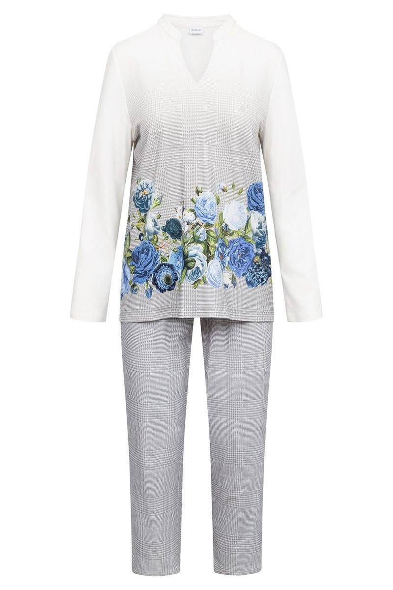 Rösch Pyjama im Karo-Druck mit Blumen 100% Baumwolle Online