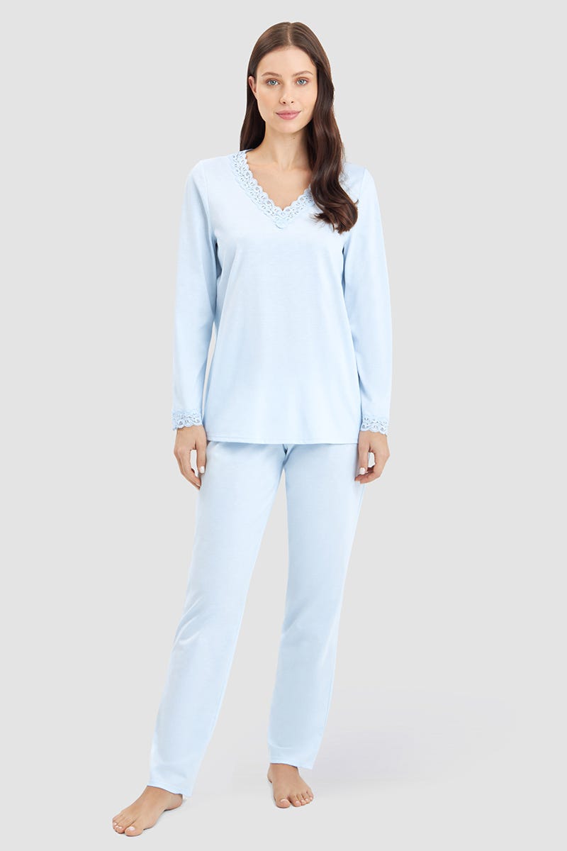 Rösch Pyjama mit Spitzendetails Baumwolle/Modal Auslauf