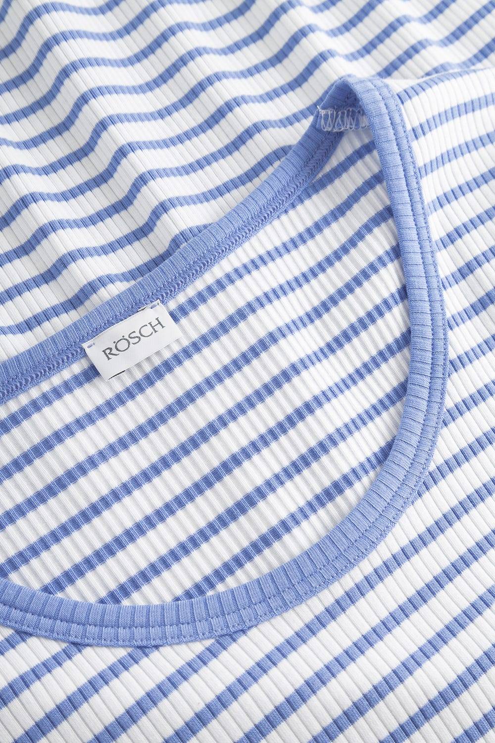 Rösch Pyjama mit Streifendruck Blau-Weiß Feinrippe Fabrikverkauf