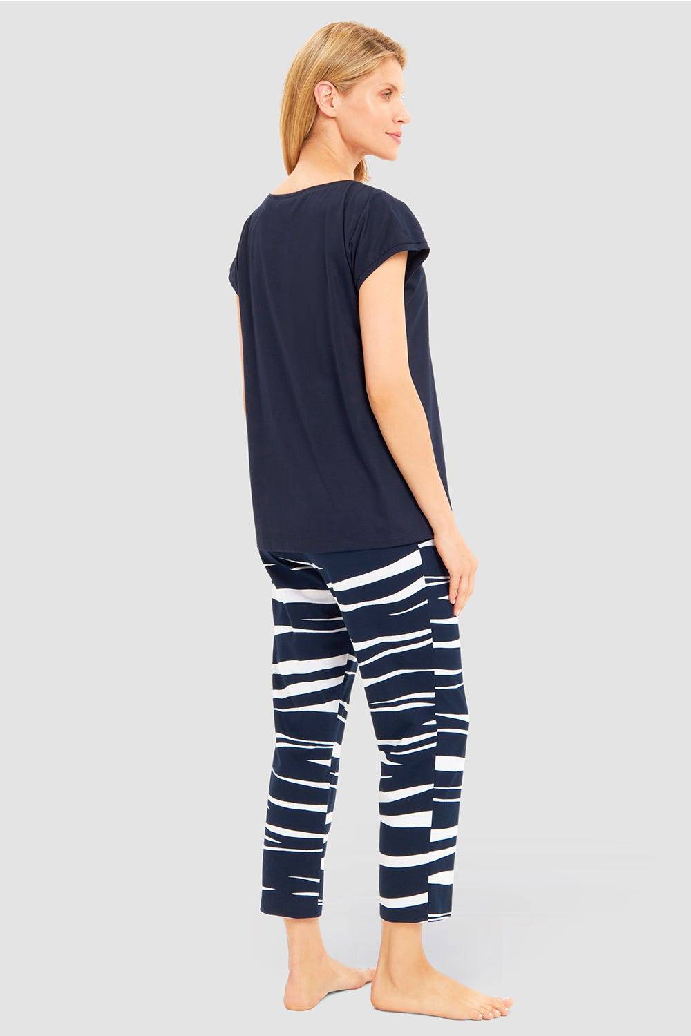 Rösch Pyjama mit Grafikdruck Wellenförmig 100% Baumwolle Fabrik Onlineshop