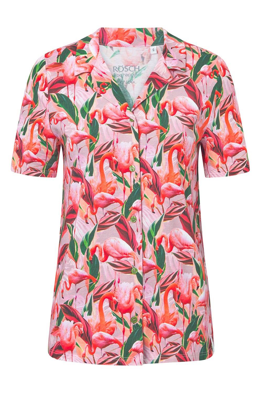 Rösch Pyjamashirt im Flamingo-Druck Baumwolle/Elasthan Fabrikpreis