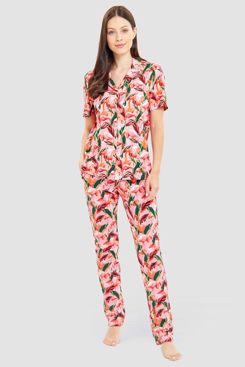 Rösch Pyjamahose im Flamingo-Druck Baumwolle/Elasthan Günstig kaufen
