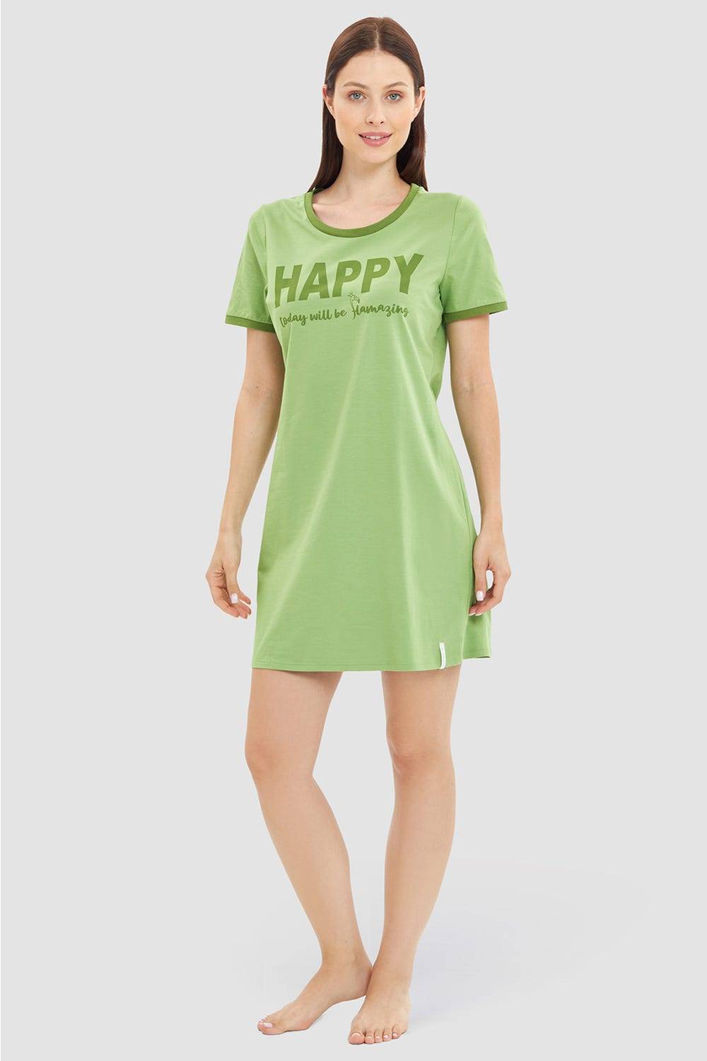 Rösch Nachtkleid mit Statement-Print Grün Baumwolle/Elasthan Großer Ausverkauf