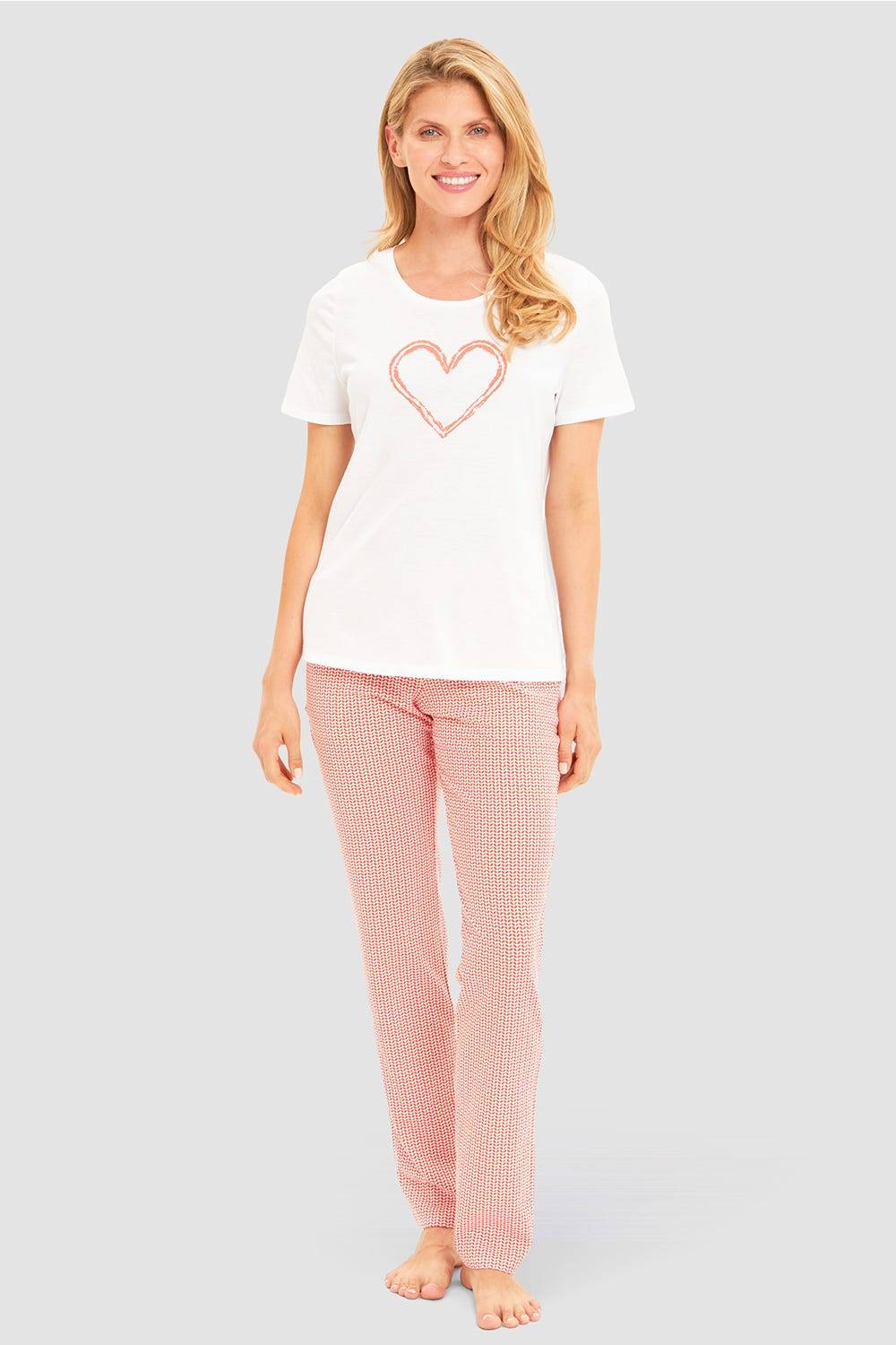 Rösch Pyjamashirt mit Motivdruck Herz 100% Baumwolle Flash Sale