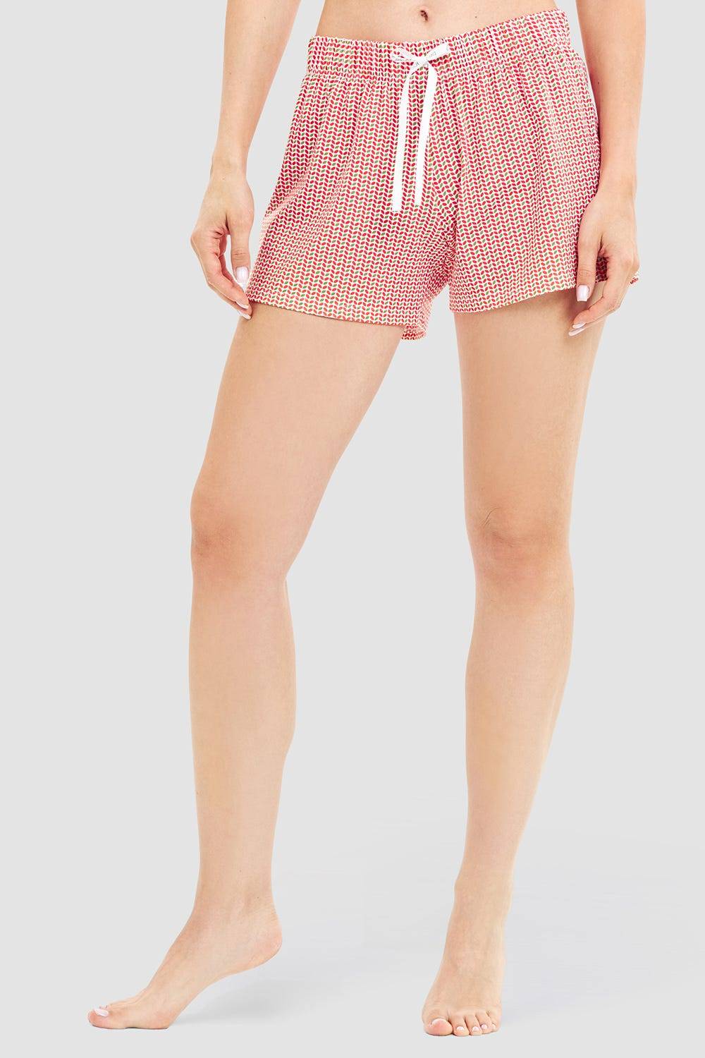 Rösch Shorts im Grafikprint Rot-Grün Baumwolle/Elasthan Online Shopping
