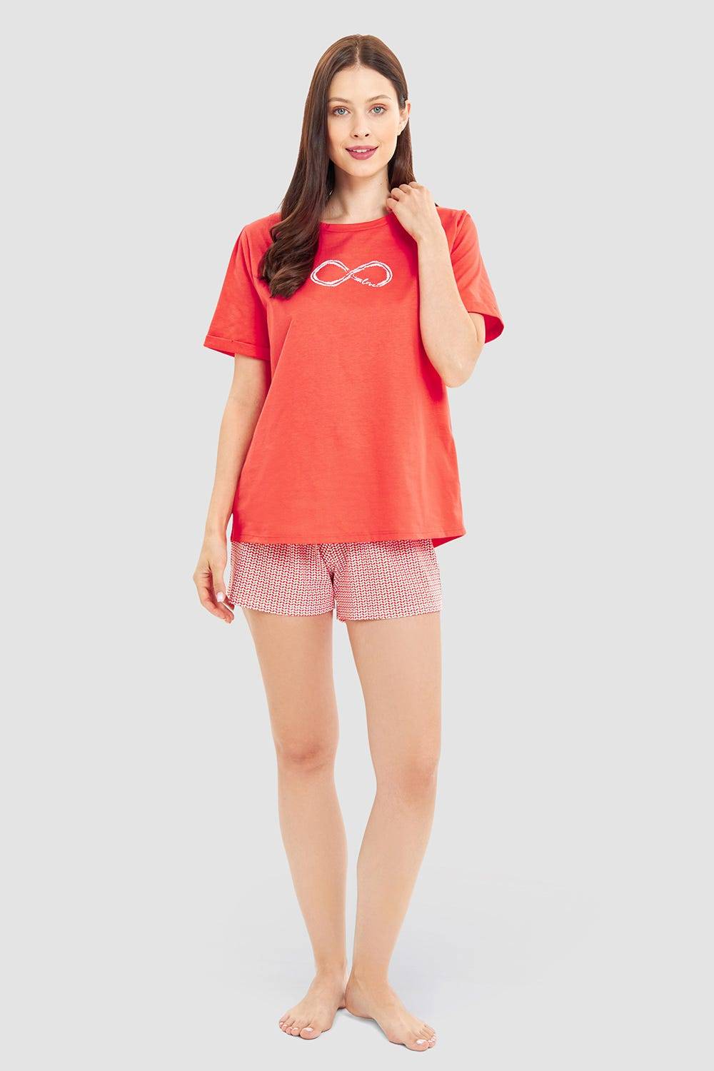 Rösch Shorts im Grafikprint Rot-Grün Baumwolle/Elasthan Online Shopping