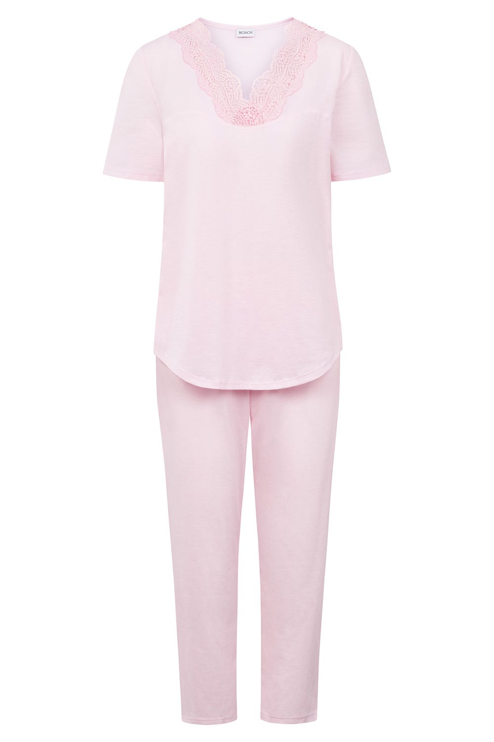 Rösch Pyjama mit Spitzendetails Rosa Baumwolle Saisonschlussverkauf
