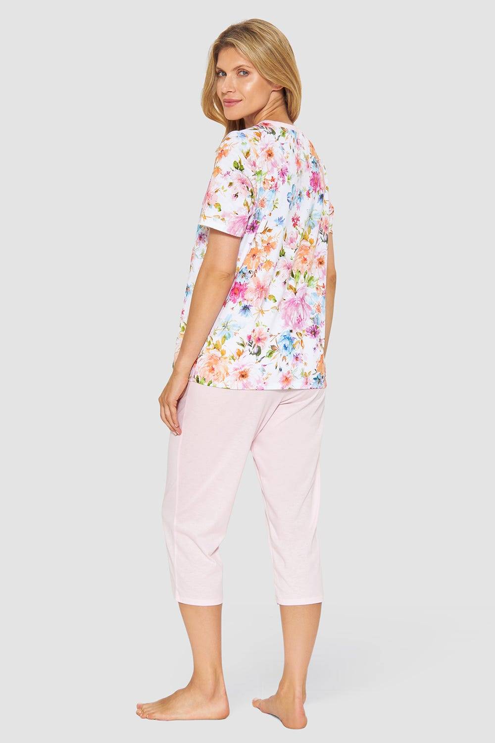 Rösch Pyjama im Blütendruck rosa romantisch 100% Baumwolle Black Friday