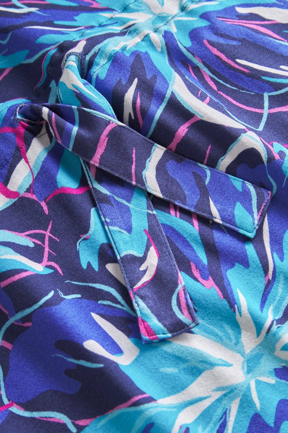 Rösch Strandkleid Kurzarm im Blumendruck Neonfarben zum Binden Baumwolle/Elasthan Valentinstagsangebot