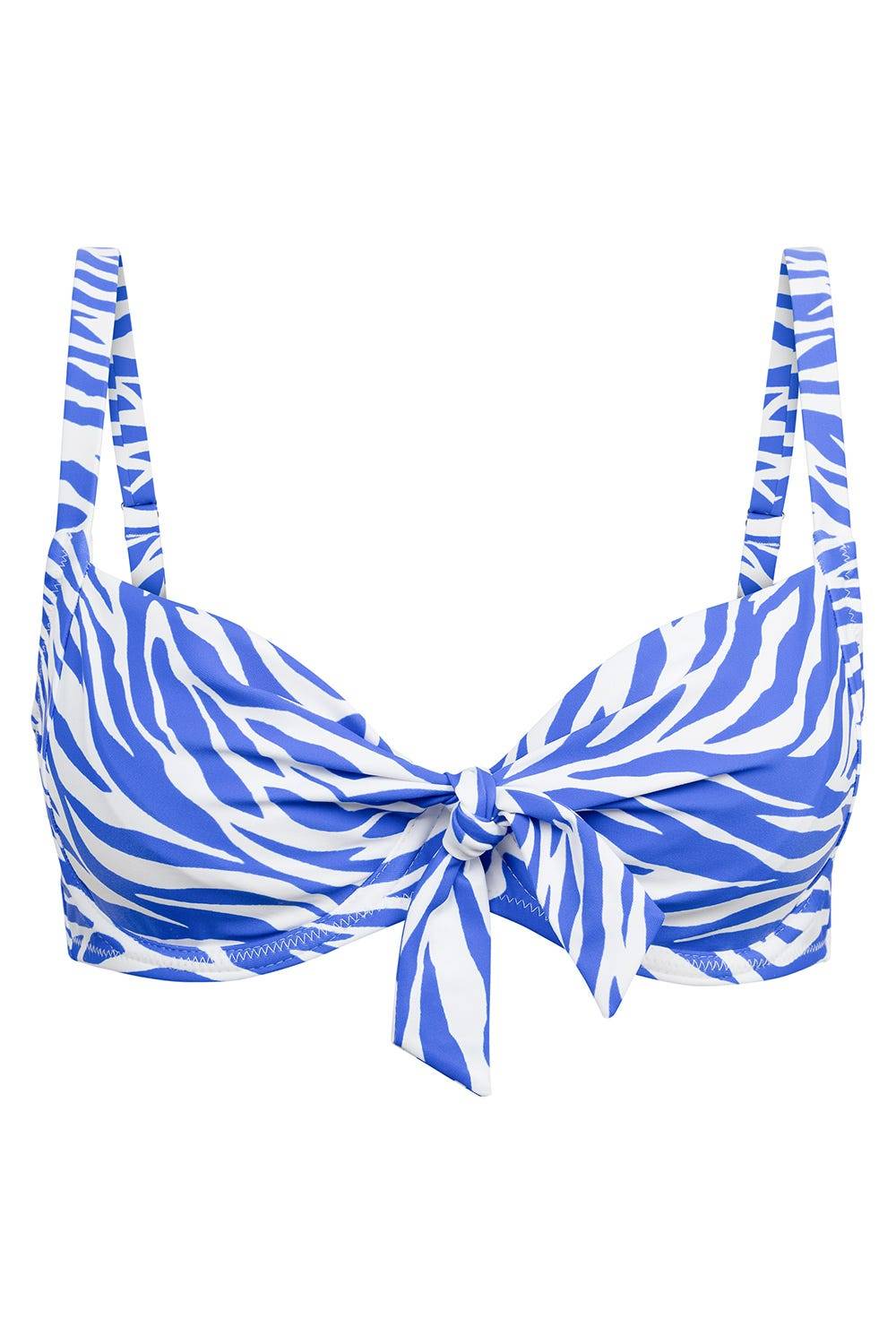 Rösch Bikini-Oberteil im modernen Zebradruck Blau-Weiß Jubiläumsangebot