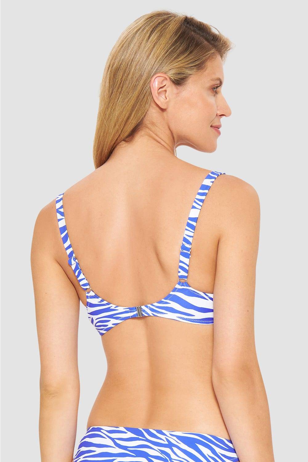 Rösch Bikini-Oberteil im modernen Zebradruck Blau-Weiß Jubiläumsangebot