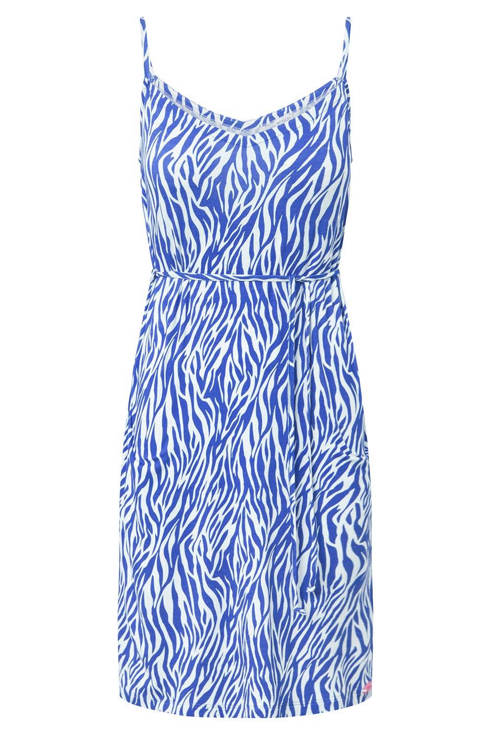 Rösch Strandkleid im modernen Zebradruck Blau-Weiß Spaghetti-Träger Viskose/Elasthan Top Angebot