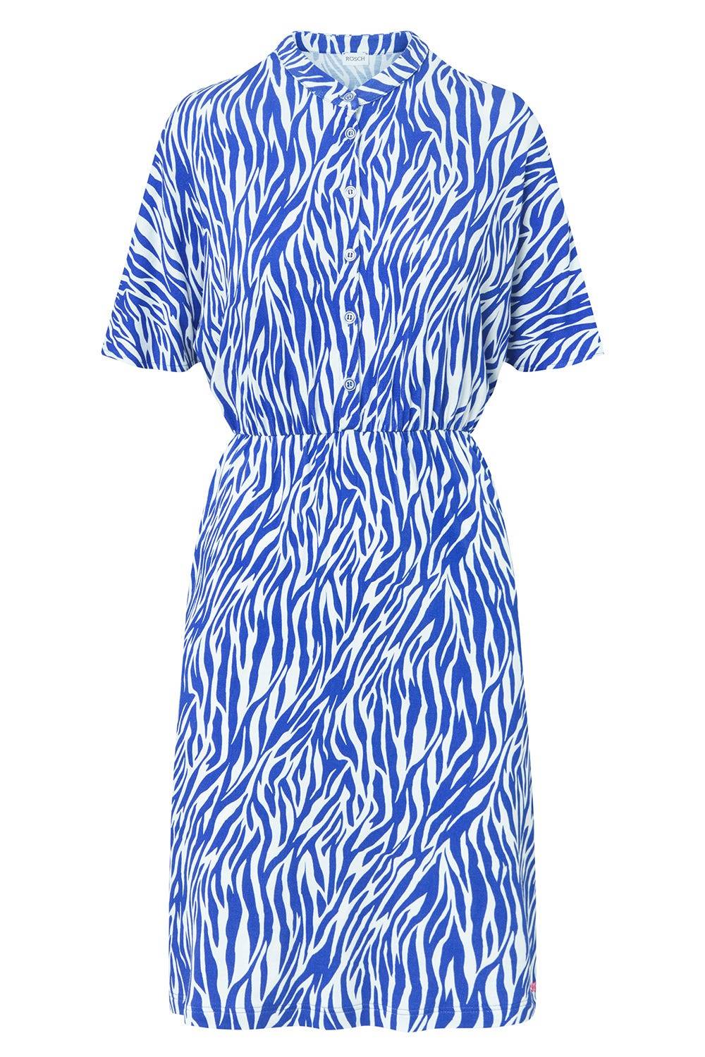 Rösch Strandkleid Kurzarm im modernen Zebradruck Blau-Weiß Viskose/Elasthan Neueste Mode